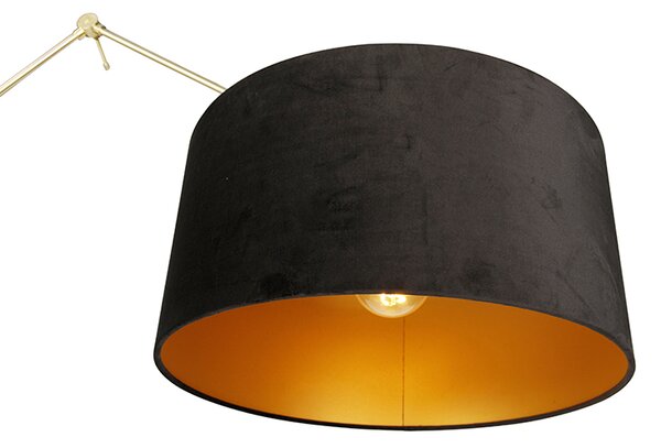 Moderní stojací lampa se zlatým sametovým stínítkem černá 50 cm - Editor