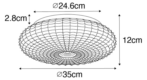 Klasické stropní svítidlo černé s kouřovým sklem 35 cm IP44 - Nohmi