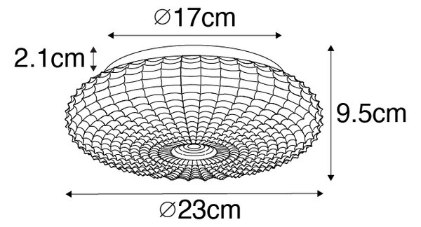 Klasické stropní svítidlo černé s kouřovým sklem 23 cm IP44 - Nohmi