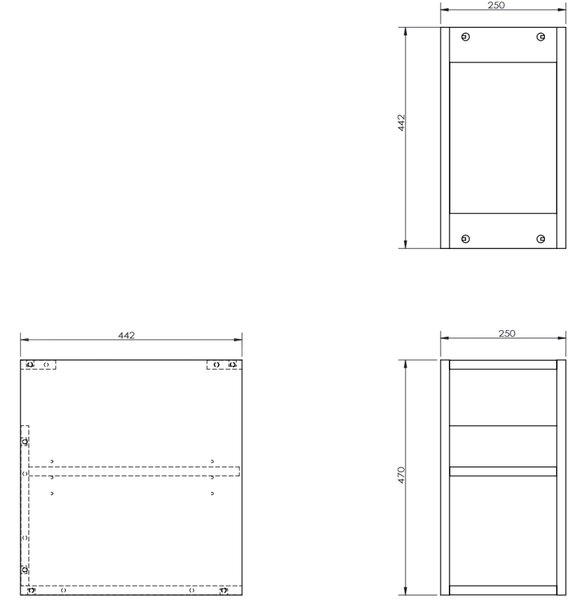 Mexen Box-A, otevřená skříňka s policí 25 cm, šedá matná, 91AX2-0250-470-0-62