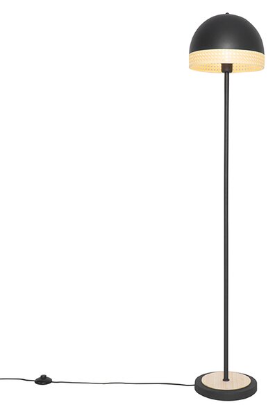 Orientální stojací lampa černá s ratanem 30 cm - Magna Rattan