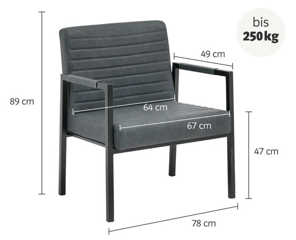 Sob nábytek - XXL křeslo Bristol nosnost 250 kg! šedé - F0A2581W