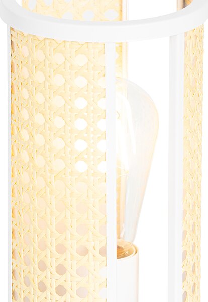 Orientální stolní lampa bílá s ratanem 12 cm - Akira