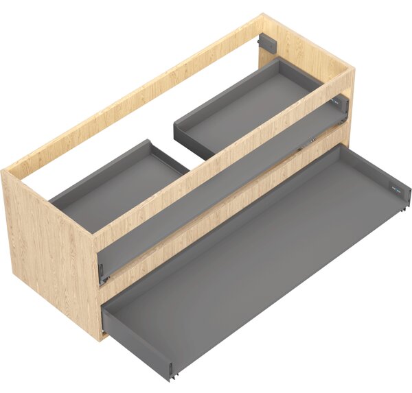 Mexen Box-A, závěsná skříňka 120 cm, 2 zásuvky, dub, 91AX0-1200-470-2-81