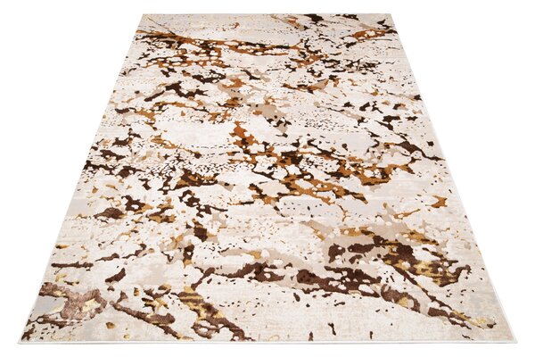 Makro Abra Kusový koberec GOLDEN MZ27D Moderní Abstraktní krémový hnědý Rozměr: 200x300 cm