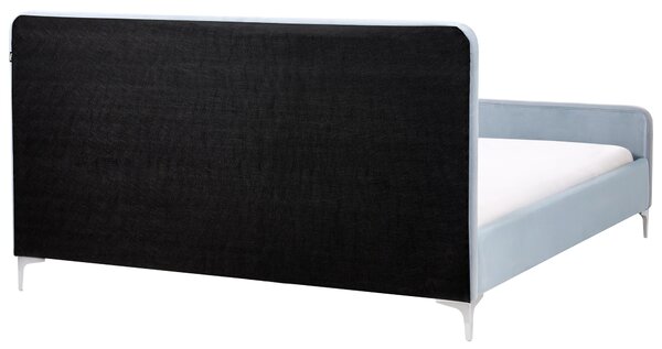 Postel Umělý samet LUNAN 160 x 200 cm Světle modrá