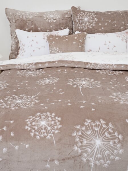 MK Lůžkoviny Mikroplyšové povlečení Exclusive - Pampelišky cappuccino 140 × 200 cm, 70 x 90 cm