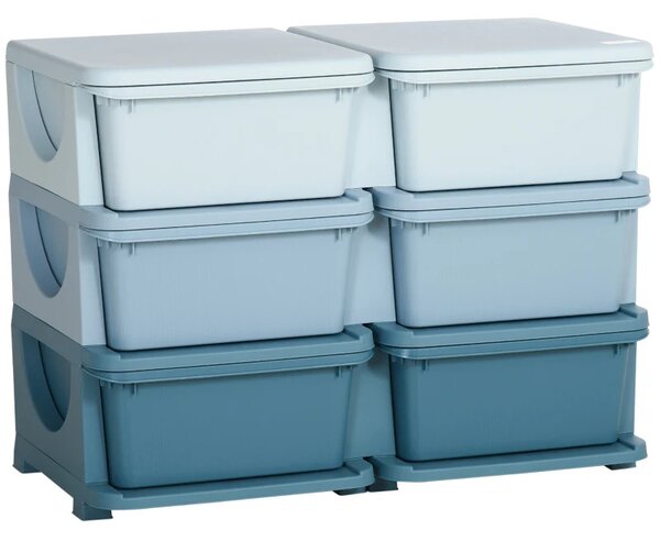 Dětská zásuvková skříňka (organizér) s úložnými boxy na hračky, modrá, 75 x 37 x 56,5 cm 311-053V00BU