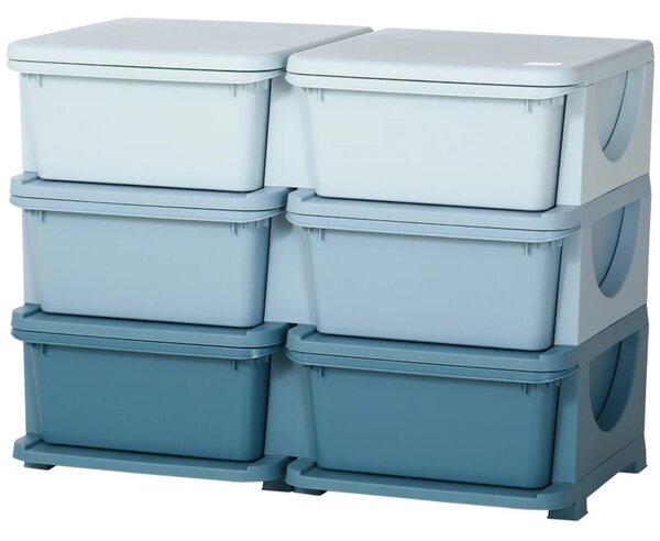 Dětská zásuvková skříňka (organizér) s úložnými boxy na hračky, modrá, 75 x 37 x 56,5 cm 311-053V00BU