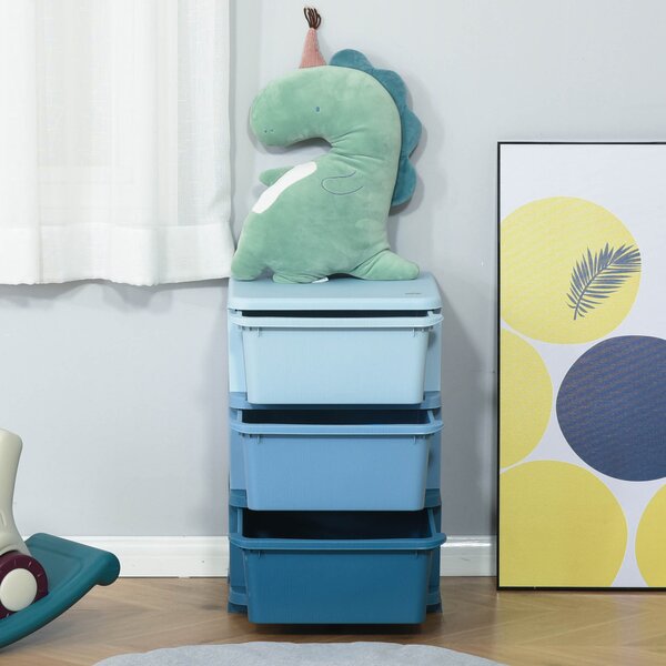 Dětská zásuvková skříňka (organizér) s úložnými boxy na hračky, modrá 37 x 37 x 56,5 cm 311-023BU