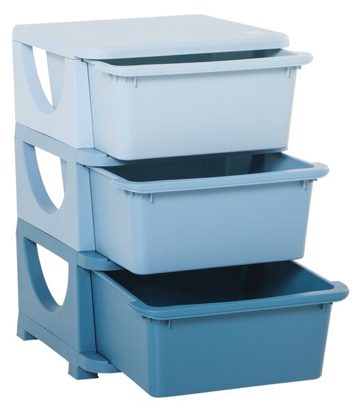 Dětská zásuvková skříňka (organizér) s úložnými boxy na hračky, modrá 37 x 37 x 56,5 cm 311-023BU