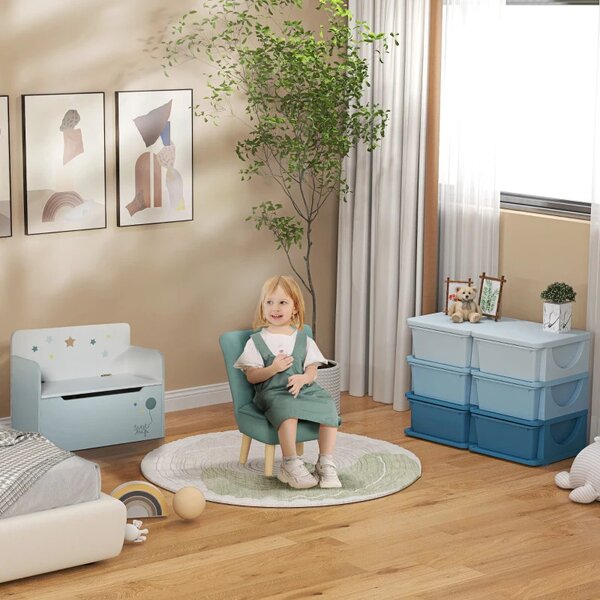 Dětská zásuvková skříňka (organizér) s úložnými boxy na hračky, modrá, 75 x 37 x 56,5 cm 311-053V00BU