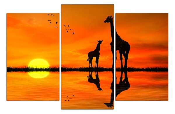 Obraz na plátně - Žirafy silueta 1919C (90x60 cm)