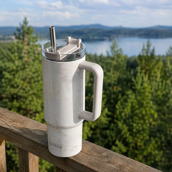 Termohrnek Vibe s brčkem, 880ml, Quokka, marble