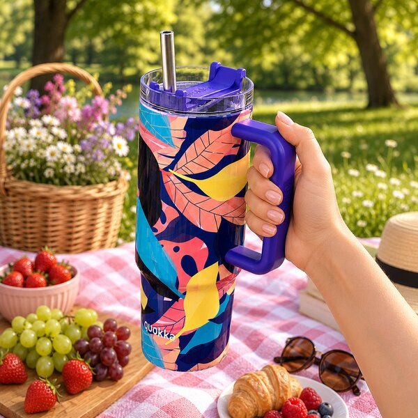 Termohrnek Vibe s brčkem, 880ml, Quokka, midnight forest