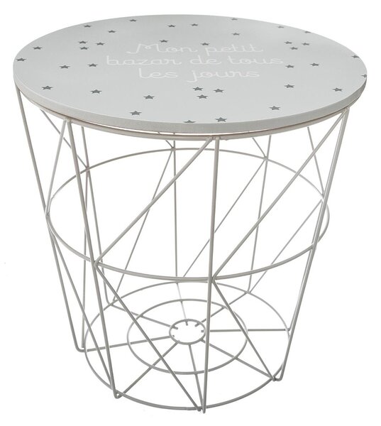 Atmosphera Créateur d´intéreur Stolek, židle, úložný koš 3v1 - kovový šedý KUMI JJA158810C