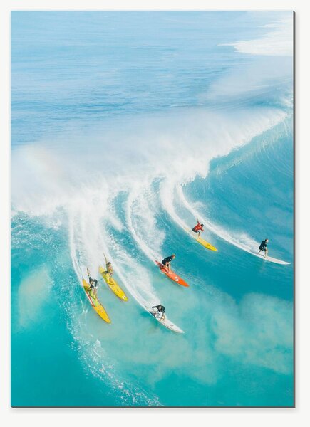 Surfaři na tyrkysové vlně – Jednodílný obraz, 50 × 70 cm