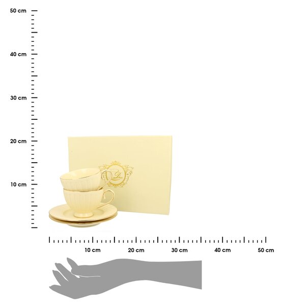 Porcelánový šálek na noze s podšálkem Ecru Nina 220 ml sada 2ks