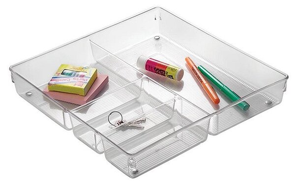 CONFORTIME Organizér, vložka do zásuvky, transparent FLEXI, 4 přihrádky 31 x 31 cm