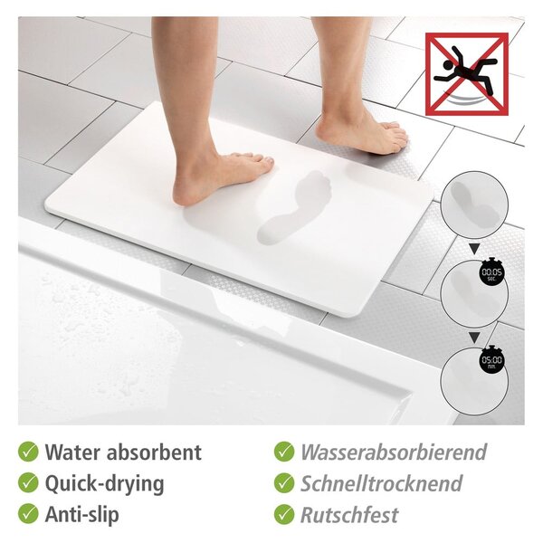 Bílá koupelnová předložka z křemeliny 39x60 cm Simi – Wenko