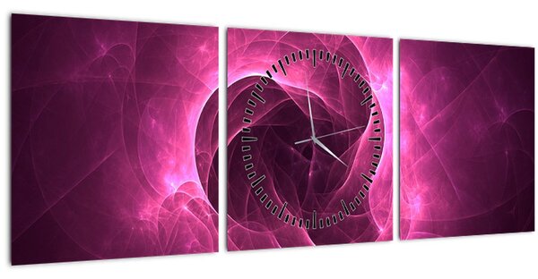 Obraz moderní růžové abstrakce (s hodinami) (90x30 cm)