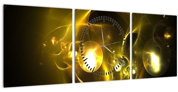 Abstraktní obraz žlutých koulí (s hodinami) (90x30 cm)