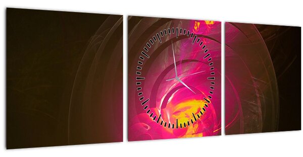 Obraz - abstrakce spirály (s hodinami) (90x30 cm)