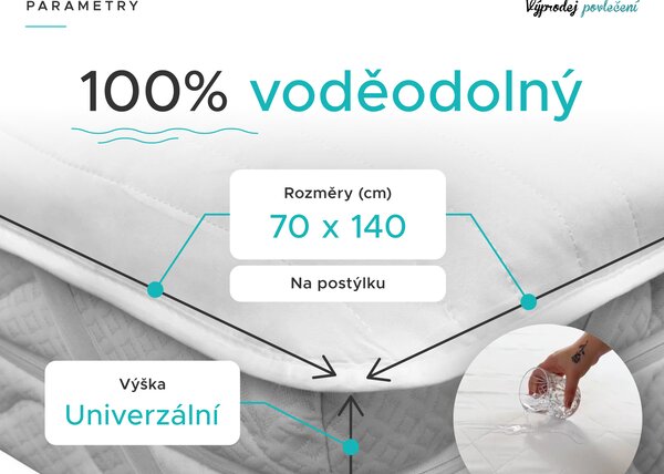 Nepropustný chránič matrace PROŠÍVANÝ na postýlku 70 x 140 cm
