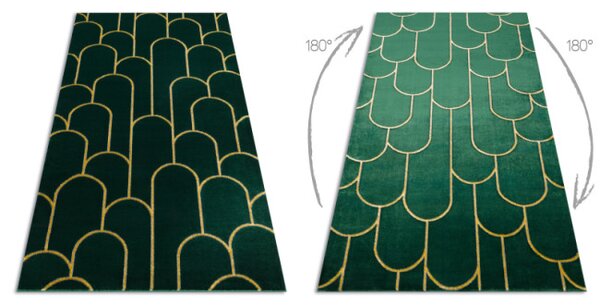 Koberec EMERALD exkluzivní 1021 glamour, styl art deco lahvově zelený / zlatý