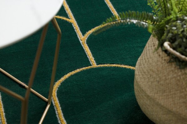Koberec EMERALD exkluzivní 1021 glamour, styl art deco lahvově zelený / zlatý