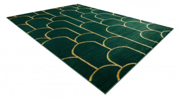 Koberec EMERALD exkluzivní 1021 glamour, styl art deco lahvově zelený / zlatý