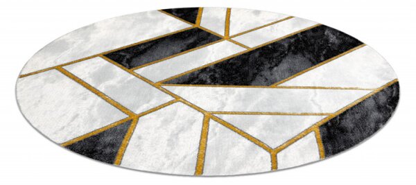 Koberec EMERALD exkluzivní 1015 kruh - glamour, marmur, geometrický černý/zlatý