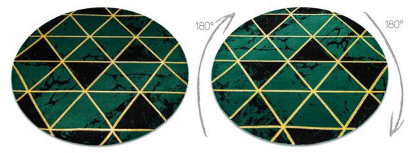Koberec EMERALD exkluzivní 1020 kruh - glamour, marmur, trojúhelníky zelený/zlatý