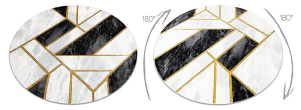 Koberec EMERALD exkluzivní 1015 kruh - glamour, marmur, geometrický černý/zlatý