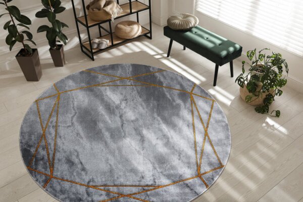 Koberec EMERALD exkluzivní 1022 kruh - glamour, marmur, geometrický šedý/zlatý