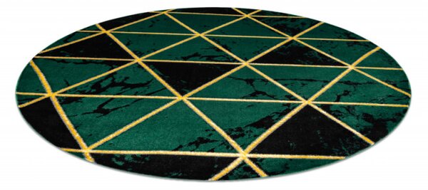 Koberec EMERALD exkluzivní 1020 kruh - glamour, marmur, trojúhelníky zelený/zlatý