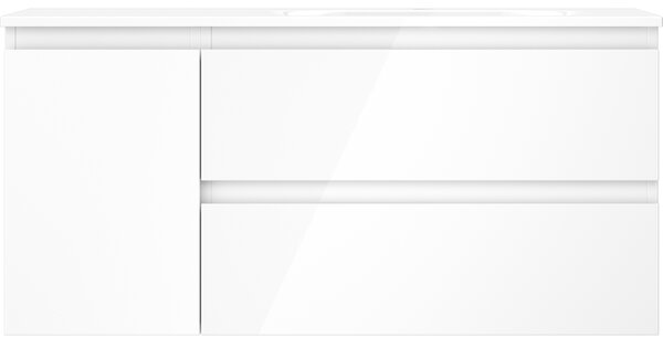 Mexen Orio, koupelnová skříňka 100 cm s pravým umyvadlem Vela, 2S, 1D, bílá lesklá, 91A13-10047-3-BBFFF00-W23P00