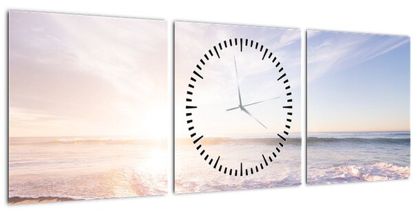 Obraz písečné pláže (s hodinami) (90x30 cm)