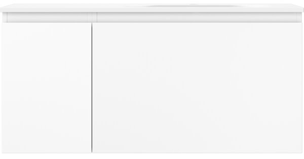 Mexen Orio, koupelnová skříňka 100 cm s pravým umyvadlem Vela, 1S, 1D, bílá matná, 91A13-10047-3-BBFF01-W23P01