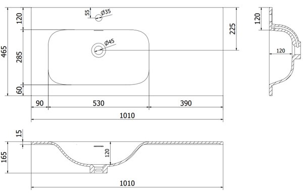Mexen Rivel, koupelnová skříňka 100 cm s umyvadlem Vela levá, 1S, 1D, drážkovaná, bílá matná, 91A23-10047-3-BBFF01-W23L01