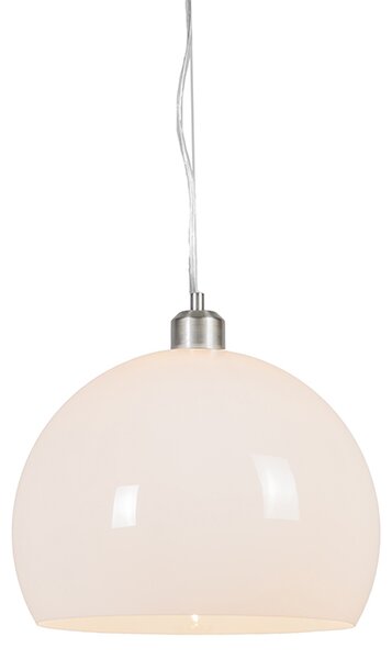 Moderní kulatá závěsná lampa opálová bílá - Globe
