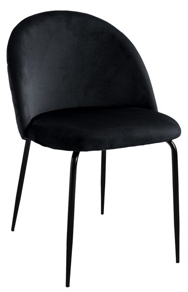 ViaDomo Via Domo - Sametová židle Fiore - černá - 78x50x54 cm