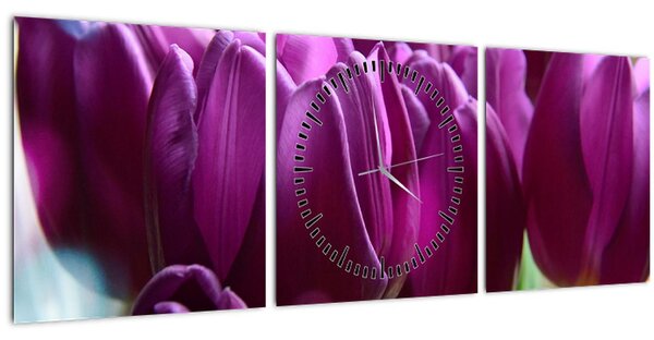 Obraz tulipánů (s hodinami) (90x30 cm)