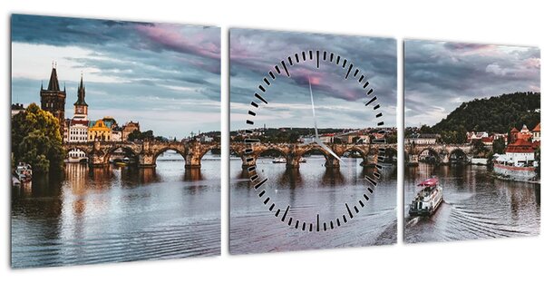Obraz Karlova mostu (s hodinami) (90x30 cm)