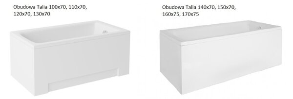 Besco Krycí panel k obdélníkové vaně Talia P 100x70 (110,120,130,140,150x70, 160,170x75), bílý Barva: Bílá, Rozměry (cm): 110x70
