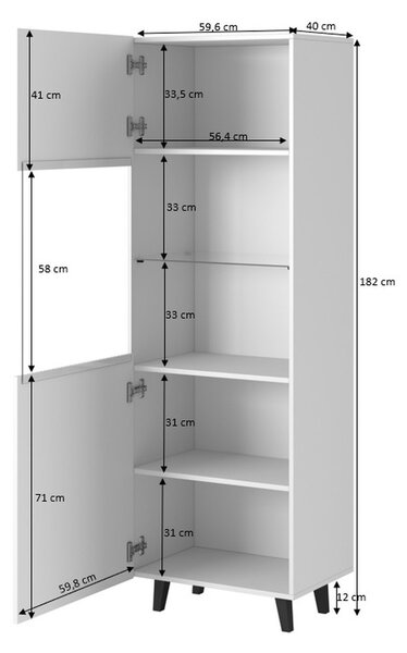 HALMAR Vitrína Pafos 60 cm bílá