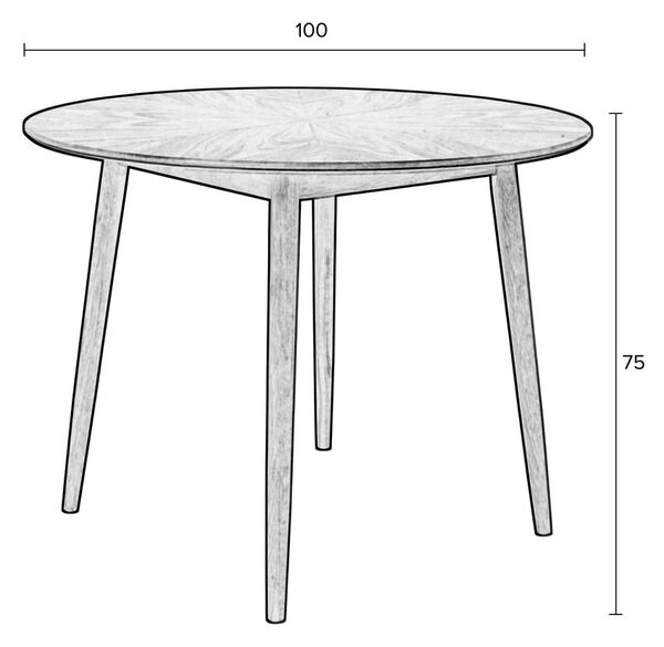 Kulatý jídelní stůl s deskou v dubovém dekoru ø 100 cm Fabio – White Label
