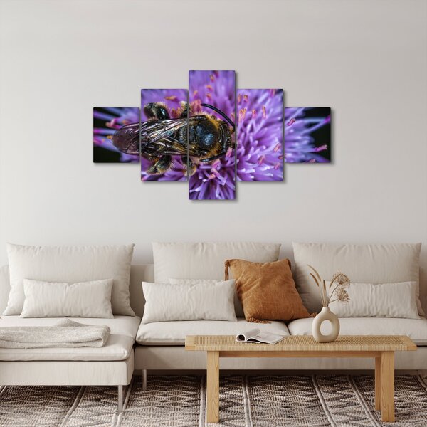 Obraz včely na květině (125x70 cm)