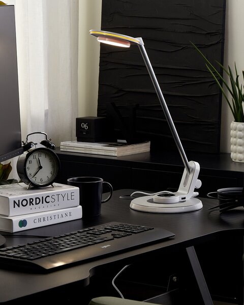 LED stolní lampa CORVUS se stmívačem Kov Bílá/Stříbrná