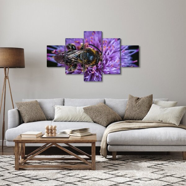 Obraz včely na květině (125x70 cm)